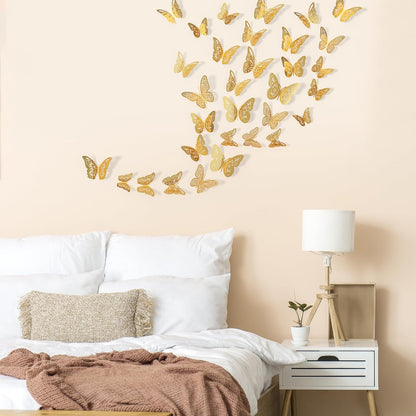 48 Pcs Silver Butterfly Decorations Butterfly Wall Decor 3D Butterfly Party Decorations Butterflies for Bouquet Cake Decorating