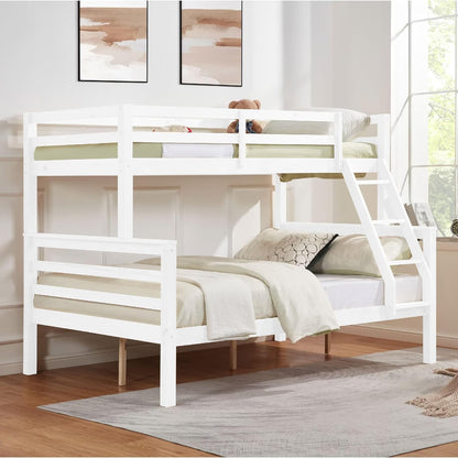 Cama Loft de Metal de Solteiro com Grades de Segurança e Escada Plana, Adequada para Crianças, Adolescentes e Adultos, Branca