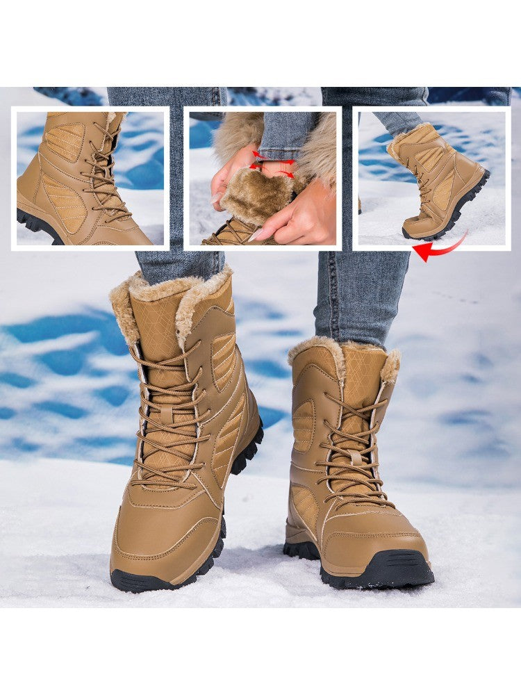 Winter Women's Snow Boots High Top Hiking Boots for Women Winter Outdoor Walking Sneakers Waterproof Plush Warm Platform Boots