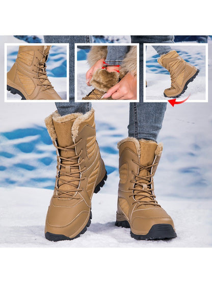 Winter Women's Snow Boots High Top Hiking Boots for Women Winter Outdoor Walking Sneakers Waterproof Plush Warm Platform Boots
