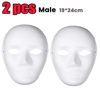 1/8pcs DIY White Masks Halloween Paper Mache Full Face Paintable Cosplay Craft Party Supplies Unisex Face Cover Costume Prop
