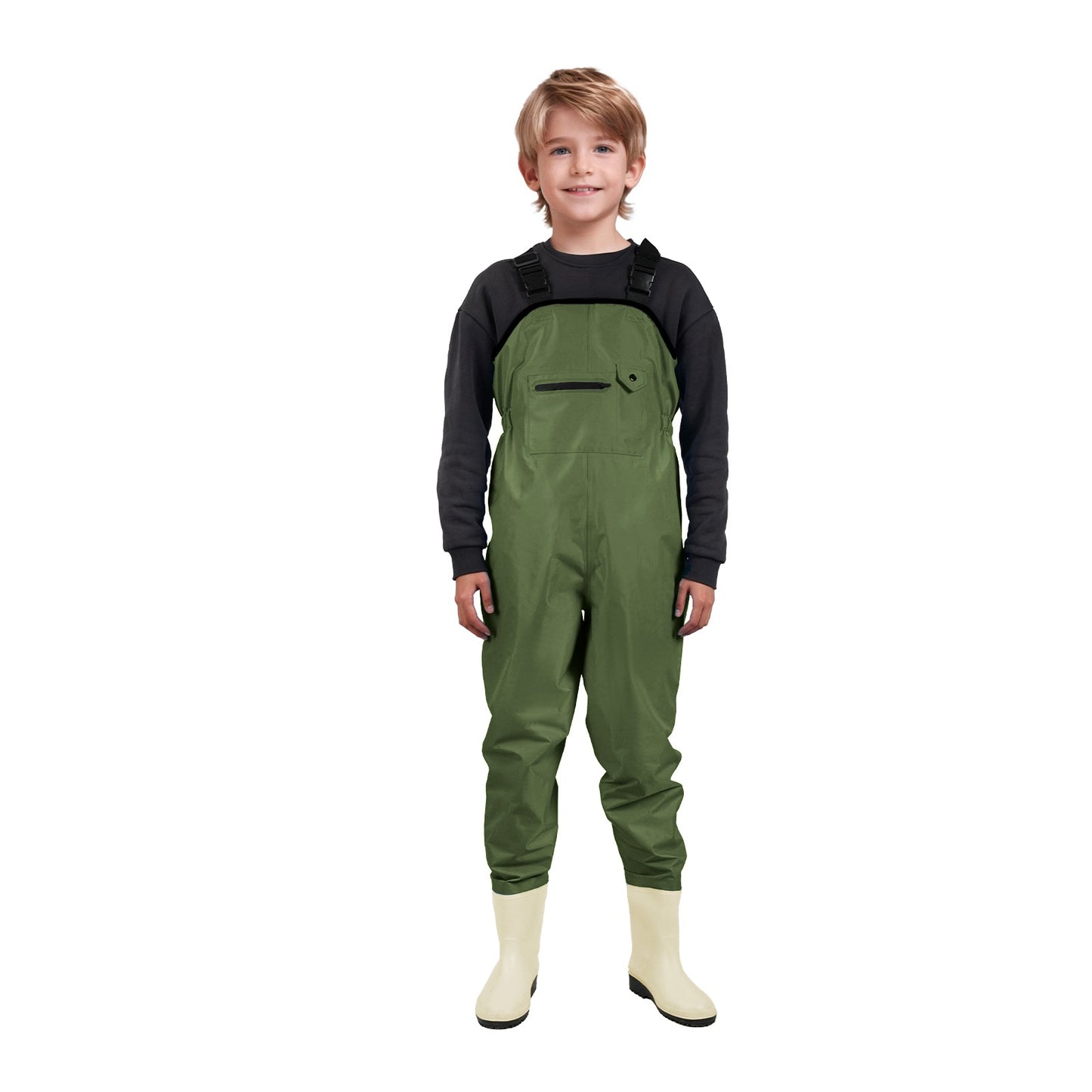 Macacão de Pesca Infantil, Macacão de Pesca Impermeável com Botas, Macacão de Nylon para Crianças e Bebês