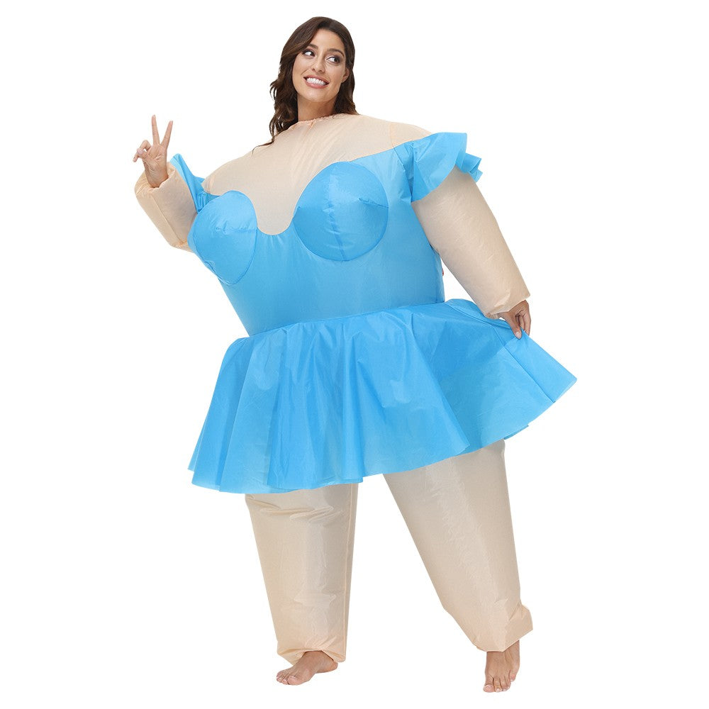 Hot Adult Blue Purple Ballet Dress Inflatable Costume Suit Anime Carnival Purim Halloween Party Cosplay Costume for Man Woman
