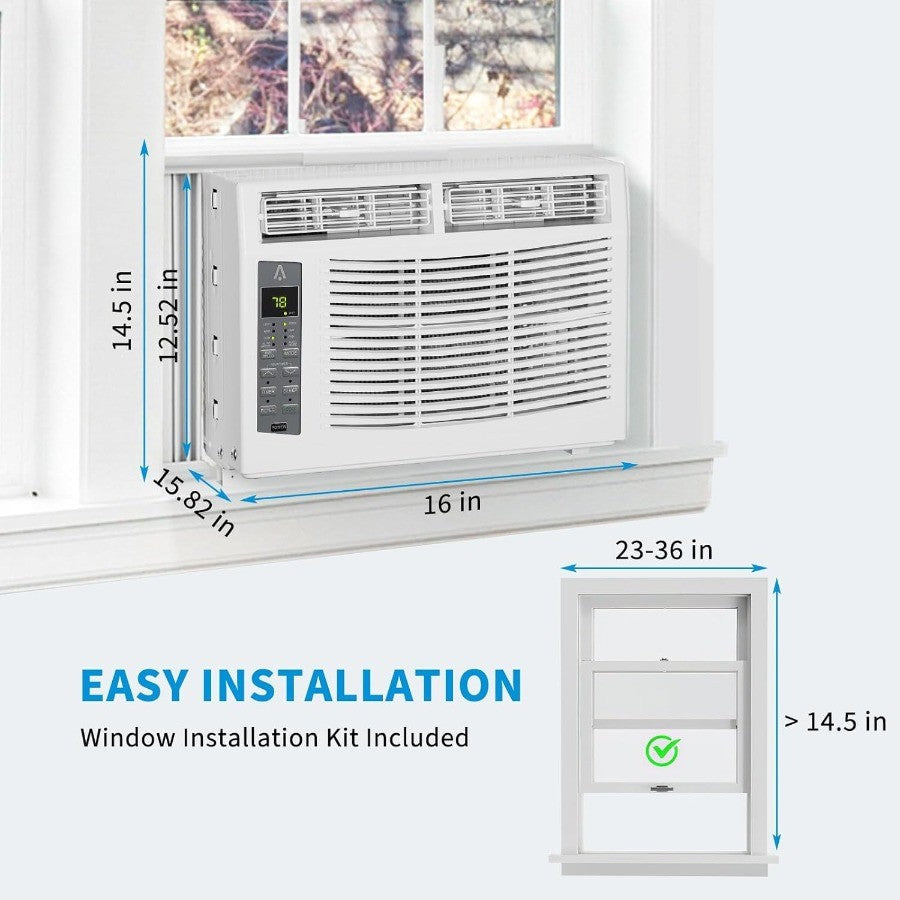 Ar condicionado de janela de 5000 BTU com controle inteligente habilitado para WiFi e operação remota Oferece 3 modos: Ventilador seco frio com ajustável