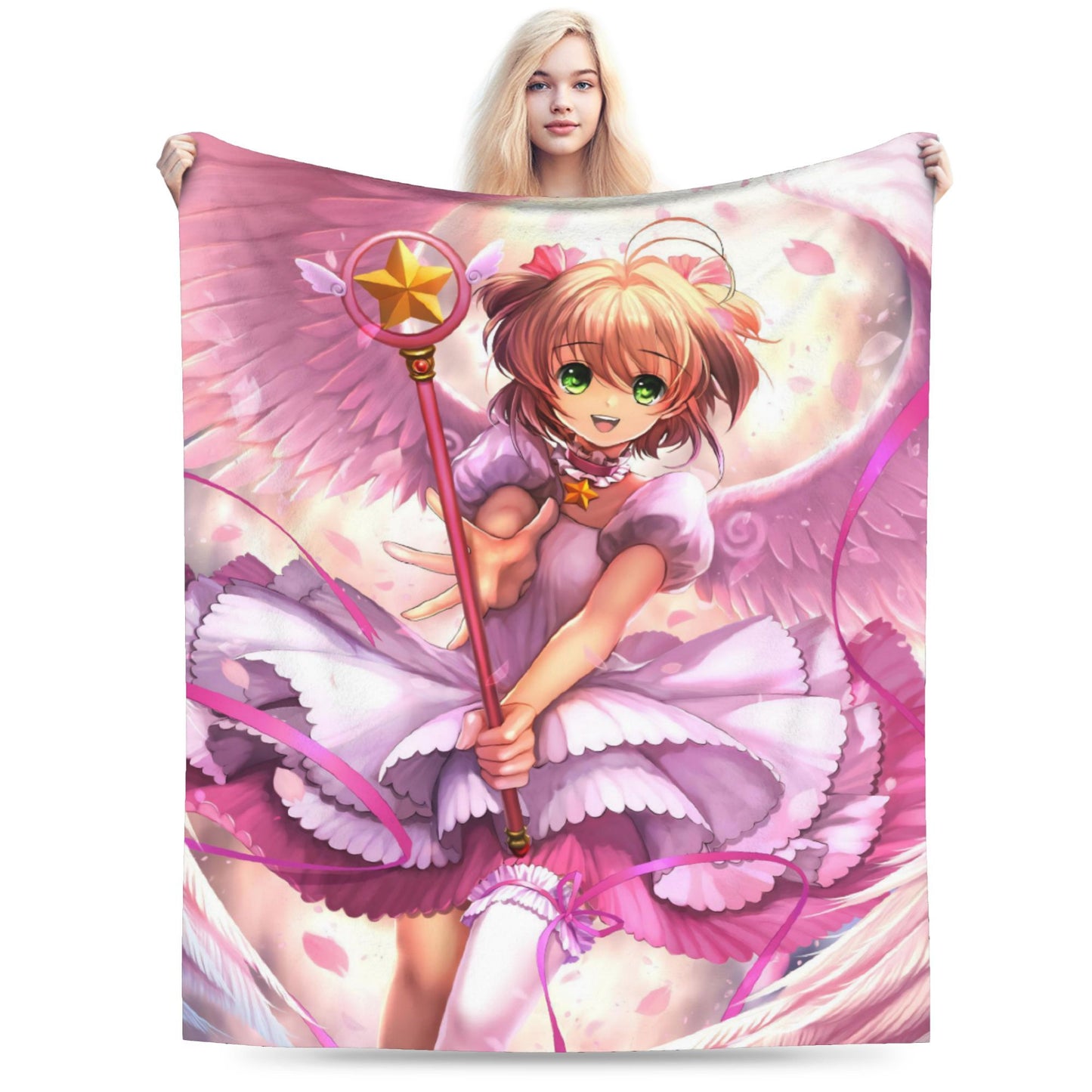 Anime Cardcaptor Sakura Cobertor de flanela, verão, portátil, super macio, mantas para casa, sofá, colcha fina de pelúcia
