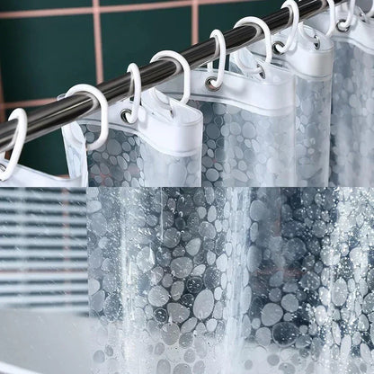 1 Cortina de Chuveiro Impermeável Padrão Seixo Transparente Forro de Cortina de Chuveiro com Ímãs Inferiores Cortina de Banho de Plástico para Banheiro