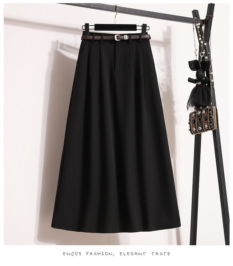 2025 Plus Size Skirts for Women Autumn Elegant Solid Women's Wrap Umbrella Skirts Korean High Waisted Suit Pleated Skirt