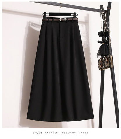 2025 Plus Size Skirts for Women Autumn Elegant Solid Women's Wrap Umbrella Skirts Korean High Waisted Suit Pleated Skirt