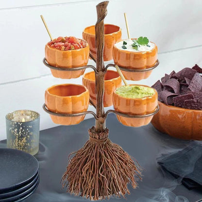 Spooky Halloween Pumpkin Snack Serving Bowl Rack for Candy Fruit and Desserts Ideal for Home Decor Gift Ideas Party Festivals