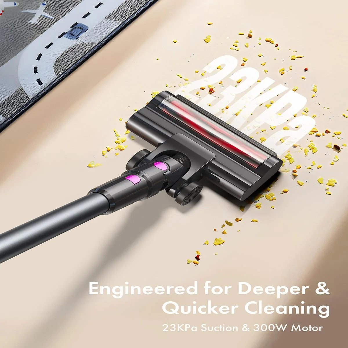 Homeika Cordless Vacuum Cleaner,23KPa 48mins Powerful Suction Vacuum LED Display,Lightweight Stick for HardFloor/Carpet/Pet Hair