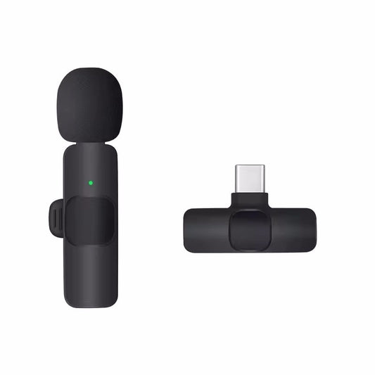 Basix Microfone de Lapela Sem Fio 2.4G Portátil para Gravação de Áudio e Vídeo Mini Microfone para iPhone Android Transmissão ao Vivo Jogos Telefone
