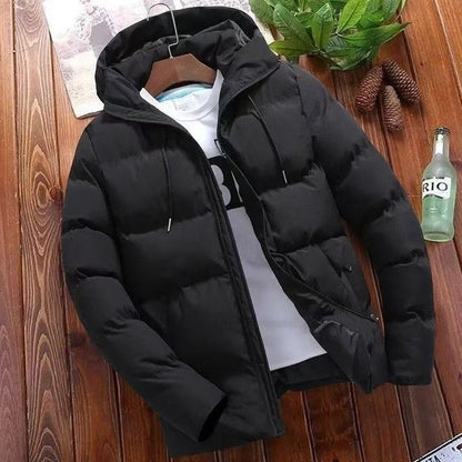 Men's Hooded Down Jacket, Short Thickened Warm Coat, Casual Versatile Winter Bread Coat