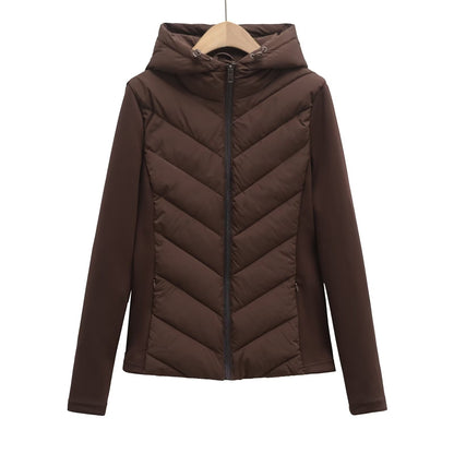 BSK&TRAF autumn and winter new women's hooded air cotton long-sleeved slim stitching light quilted down cotton jacket for women