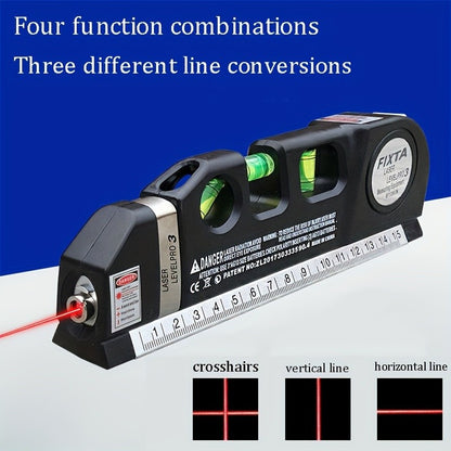 HOMEFISH Nível a Laser Fácil de Usar Ferramenta de Nível a Laser Multiuso Kit de Nível a Laser Padrão Laser de Linha Cruzada Fita Métrica de 2,4 metros