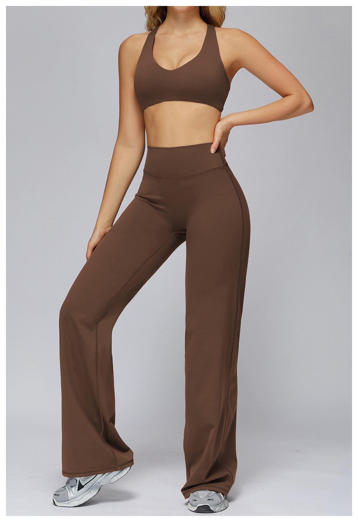 Hearuisavy Sports Set Women Gym H-Back Brushed-Feel Yoga Bra Running Breathable Quick Dry Tight Fitness Top High Waisted Pants