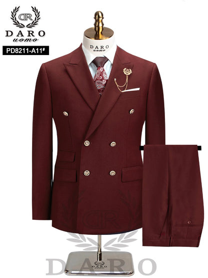 DAROuomo 2025  Men Suit Slim Fit Formal Business Work Wear Suits 2Pcs Set (Jacket+Pants)DR8211