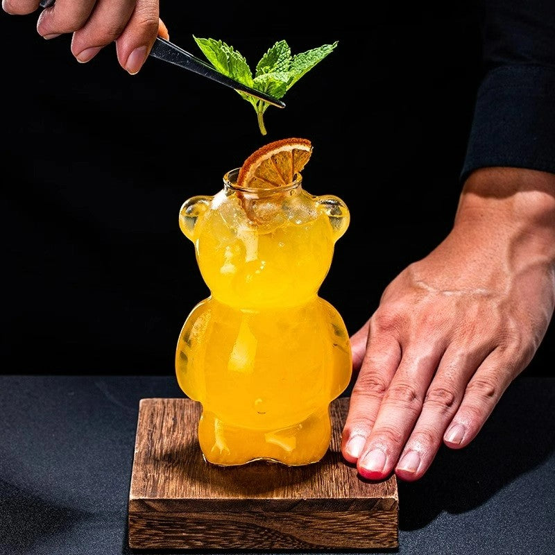 Copo de Vidro em Formato de Urso Copos Criativos para Coquetéis Copo de Suco Transparente Copos Personalizados de Água Acessórios para Bar e Festa