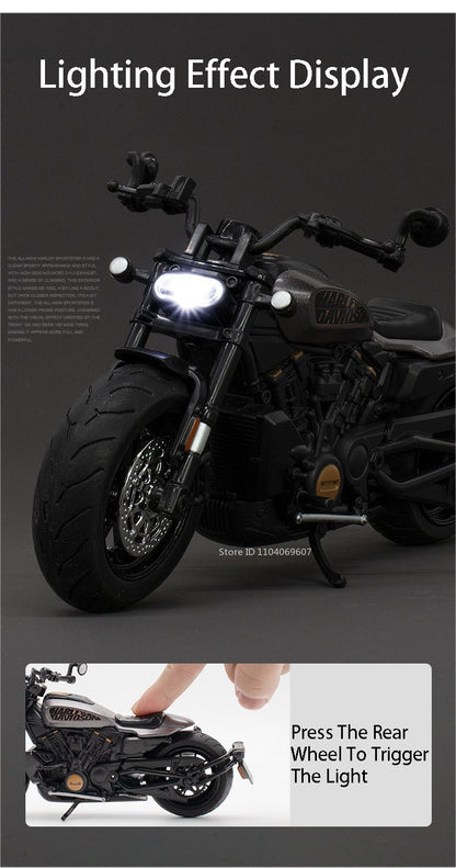 1:12 Scale Sportster S Modelos de Brinquedo de Moto Metal Fundido V4S Motocicletas em Miniatura com Absorção de Choque Pneus de Borracha para Presentes de Meninos