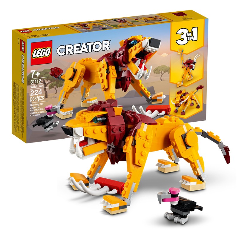LEGO Blocos de Montar 31112 Série Criativa Versátil Leão Selvagem Brinquedo Quebra-Cabeça Montado Infantil Presente