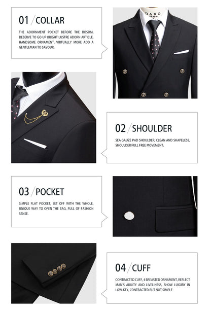 DAROuomo 2025  Men Suit Slim Fit Formal Business Work Wear Suits 2Pcs Set (Jacket+Pants)DR8211