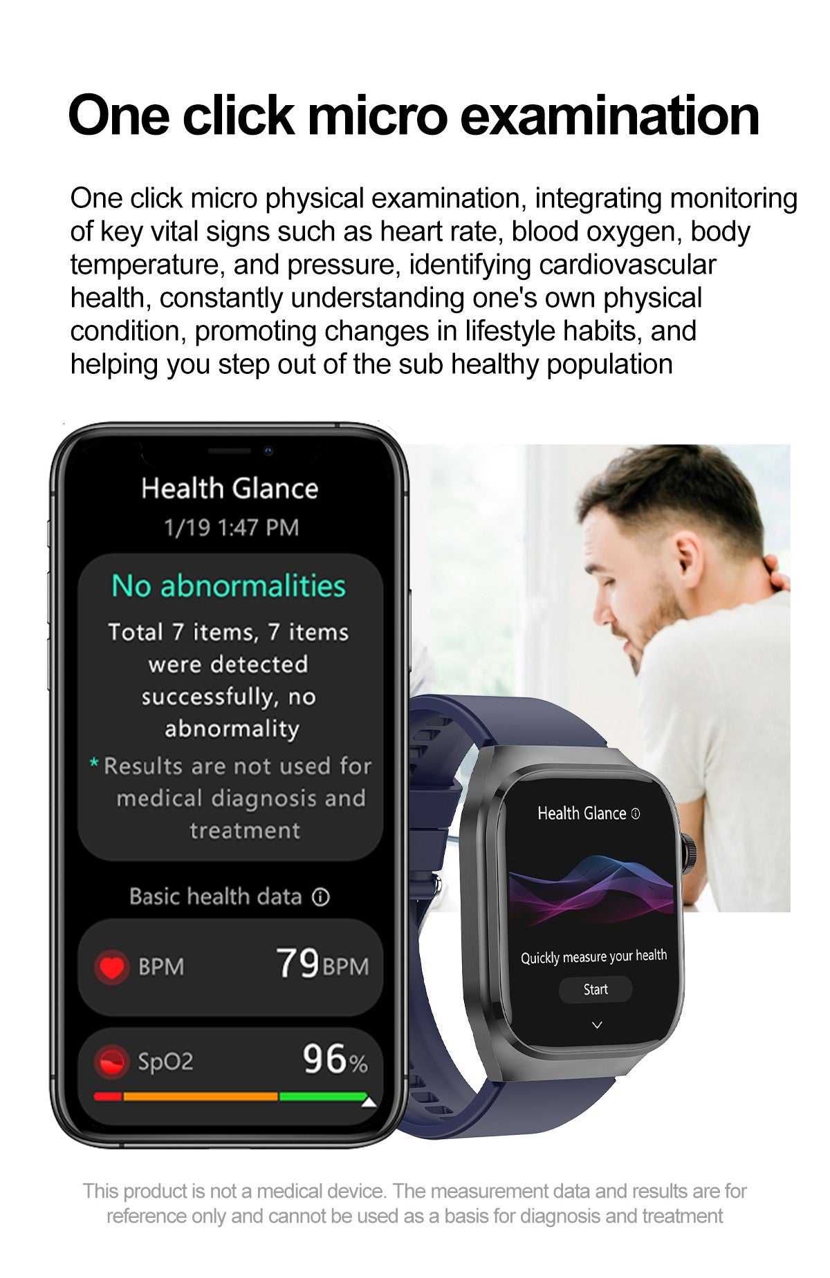 2025Novo Micro Exame Físico Smartwatch Para Homens Ácido Úrico Gordura Corporal Relógios de Saúde de Cinco Órgãos Chamada Bluetooth SmartBracelet
