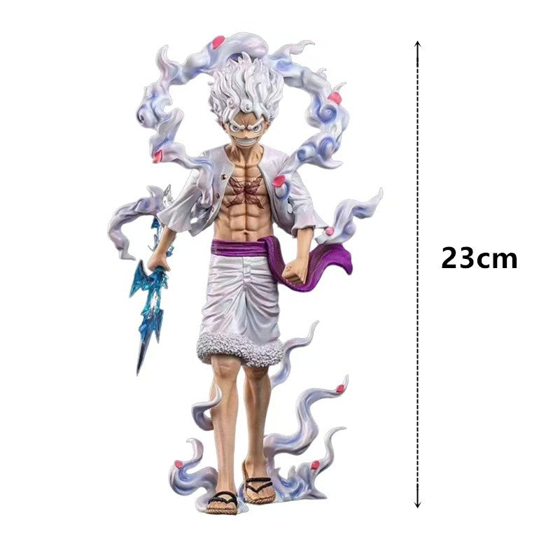 23cm One Piece Anime Zook Nica Monkey Luffy Gear 5 Action Figure PVC Statue Model Toy Gift Desktop Ornament