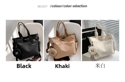 Minimalist Nylon Tote Bag, Oxford Waterproof Handbag Shoulder Crossbody Bag with Pocket, Effortless Style for Women Daily Errand