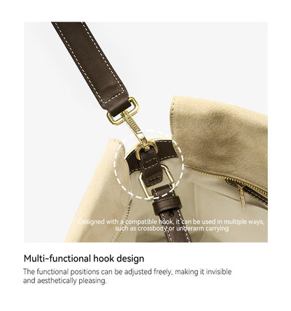 ?Genuine Suede Women's Bag Large Capacity Crossbody Underarm Tote for Commuting Multi-functional Hobo Bag