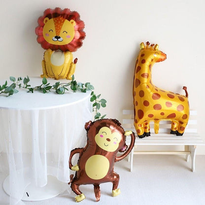 Cartoon Animal Aluminum Foil Balloon Giraffe Lion Monkey Balloon Jungle Zoo Theme Party Kidsren's Birthday Holiday Decoration