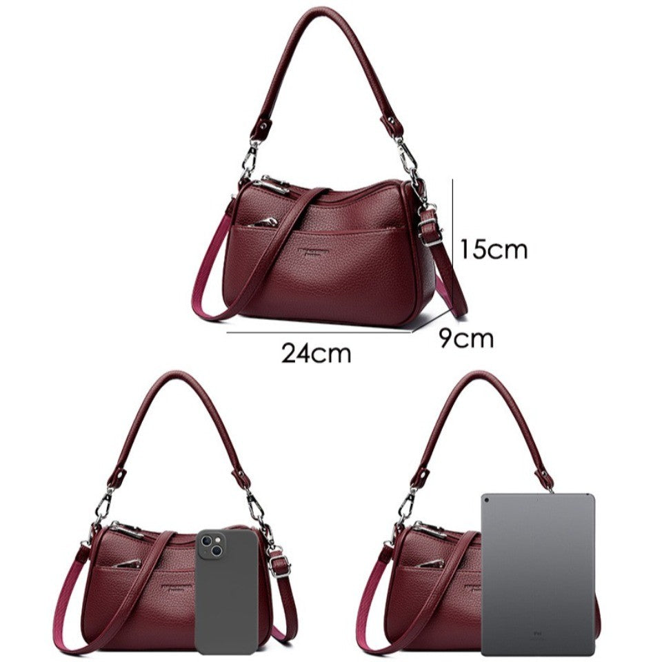 Genuine Brand Top Quality Soft Pu Leather Shoulder Crossbody Bags for Women 2026 Designer Handbag 2 Layers Hand Messenger Bag