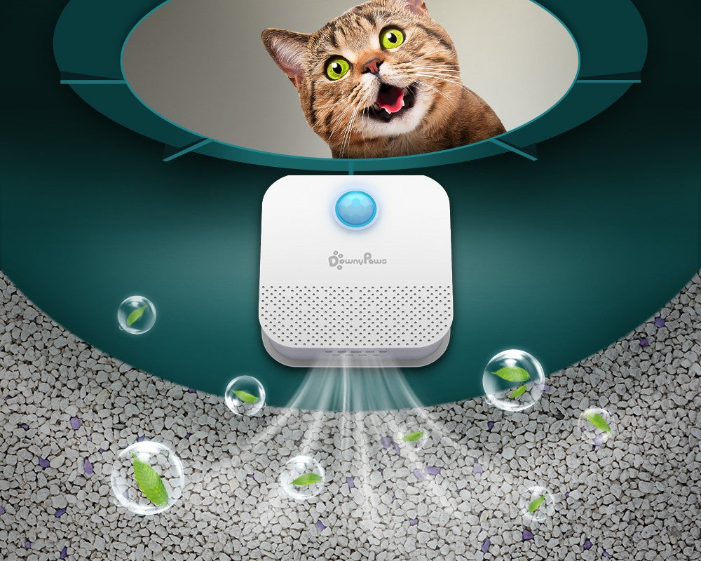 Purificador de Odor Recarregável DownyPaws Para Caixa de Areia de Gatos Desodorizador Inteligente 4000mAh Limpador de Ar Para Vaso Sanitário de Cachorro Suprimentos de Limpeza Para Animais de Estimação