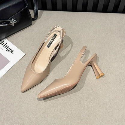 New style pointed-toe fashionable high heels women's thin-heel outdoor toe-cap sandals with shallow back opening single shoes