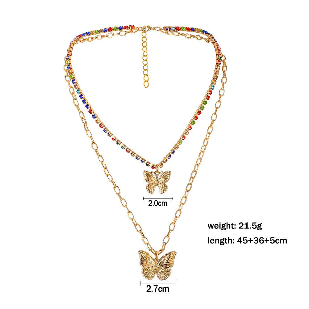 Colar Borboleta Vintage Feminino Dourado Aço Inoxidável Lâmina Correntes de Cobra Pingentes Estéticos Gargantilha Joias Femininas Presente Para Mulher