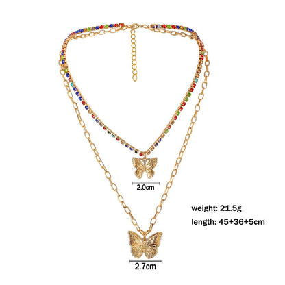 Colar Borboleta Vintage Feminino Dourado Aço Inoxidável Lâmina Correntes de Cobra Pingentes Estéticos Gargantilha Joias Femininas Presente Para Mulher