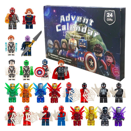 Marvel Christmas Advent Calendar Box Disney Mini Q Version Hulk Anime Figure Spiderman Iron Man Kids Toys 24pcs Figure Gift Box