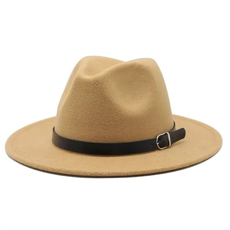 Men's fedora hat Men's and women's universal solid color fedora hat Women's 21 color wide brim jazz hat Autumn and winter Britis