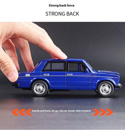 1:32 LADA 2106 Liga Clássica Modelo de Carro de Brinquedo de Metal Fundido Som e Luz Puxar para Trás Brinquedo Infantil Miniatura Modelo de Veículo Presente para Crianças
