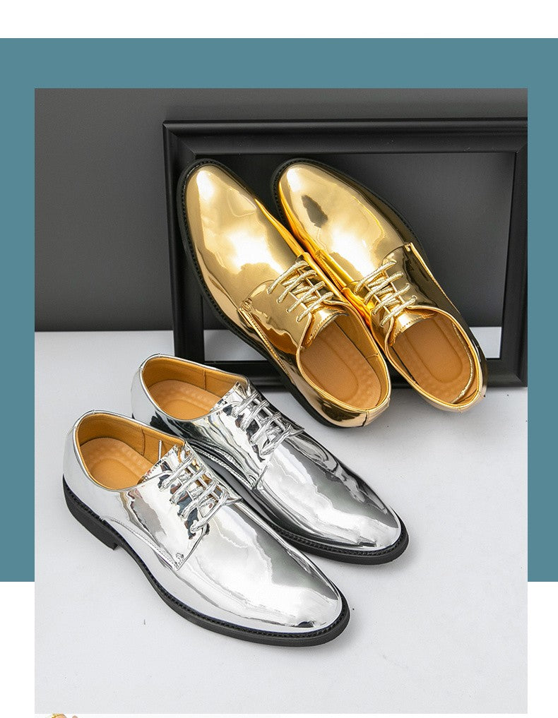 Luxury Silver Man Patent Leather Shoes Large Size 38-50 Party Dress Wedding Shoes Men Pointed toe Leather Shoes Designer Oxford
