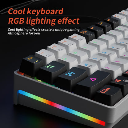 MUCAI MK61 RGB backlit esports gaming mechanical keyboard with red axis wired detachable cable USB interface hot swappable