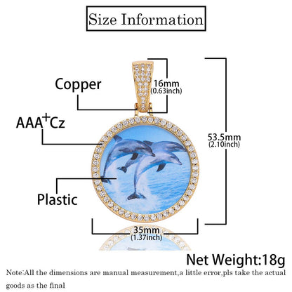 Wholesale Custom Photo Pendant Memory Medallions Rotary Double-Sided Picture Necklace Hip Hop Iced Jewelry Personalized Gift