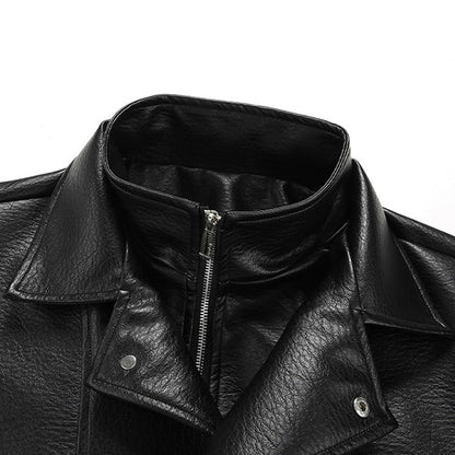 Vintage PU Jacket Men Motorcycle Biker PU Coat Fashion Casual Cargo Jackets Spring Autumn Outerwear