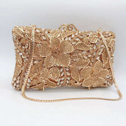 Women XIYUAN Evening Bags Gold/Silver Chain Shoulder Bags Handbags Stones Day Clutches Diamonds Metal Ladies Clutch Handbags
