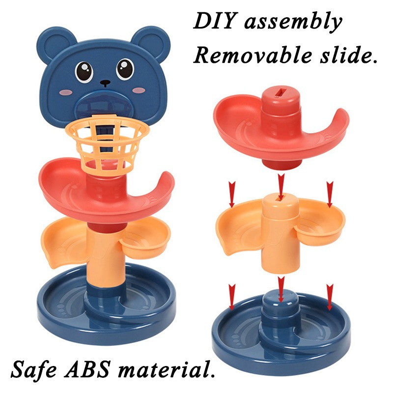 2-7 Layes Track Rolling Ball Pile Tower Early Educational Toy for Babies Rotating Track Educational Stacking Toy for Kids Gift