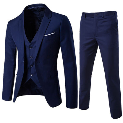 3pcs Suit Men Slim Formal Suit Solid Color Vest Pants Set 3 Piece Mens Suit Business Suit costume homme ?????? ???????