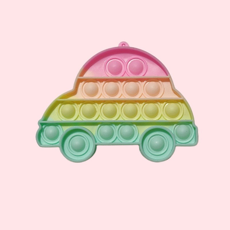 1-5PCS Rainbow Silicone Decompression Toys Cute Styles Bubble Finger Game Stress Relief Squeeze Sensory Toys Fun Party Favors