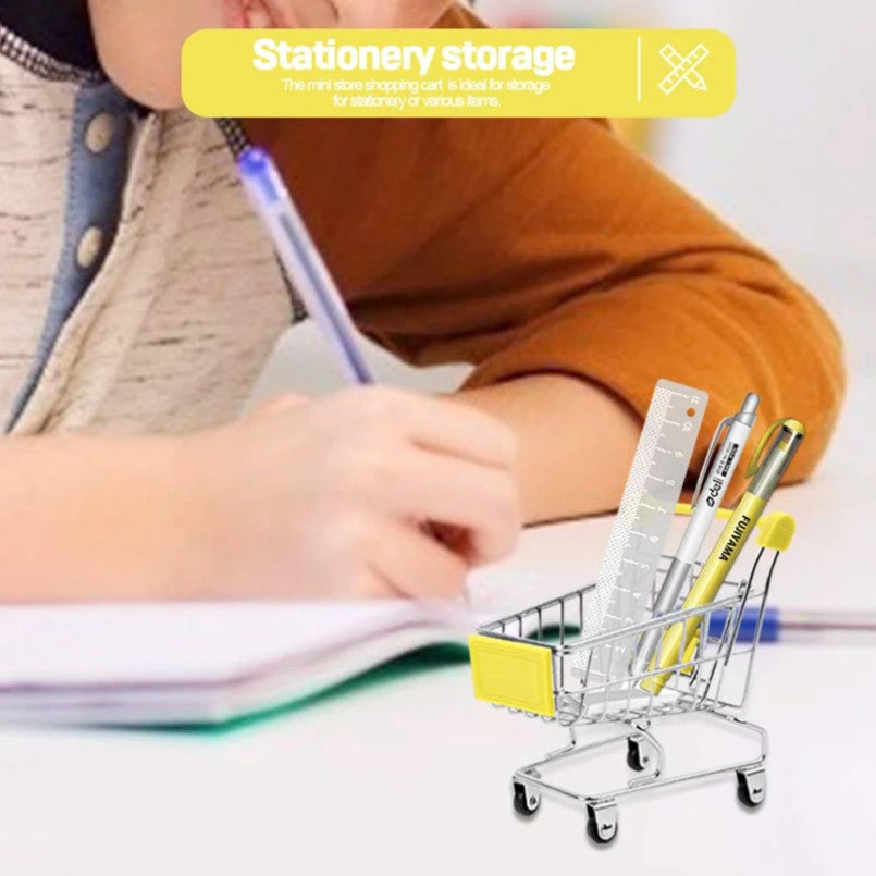 Mini Supermarket Shopping Trolley Cart Desktop Model Children's Toys Home Decoration Miniature