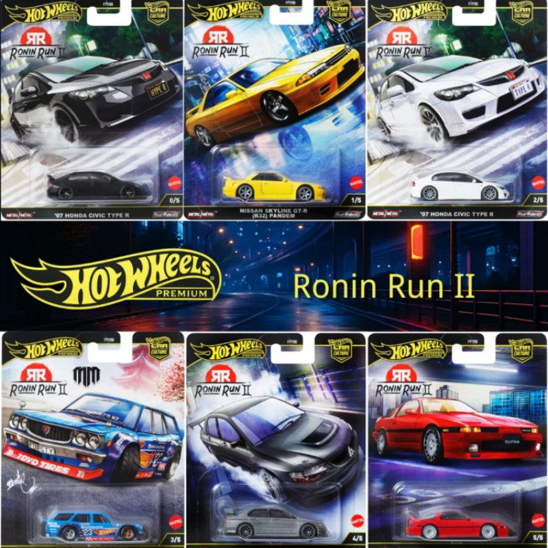 Original Hot Wheels Premium 1/64 Car Culture Ronin Run 2 Gold Label Car Honda Mazda Nissan Toyota Fpy86 Brinquedos de Veículos Fundidos Presente