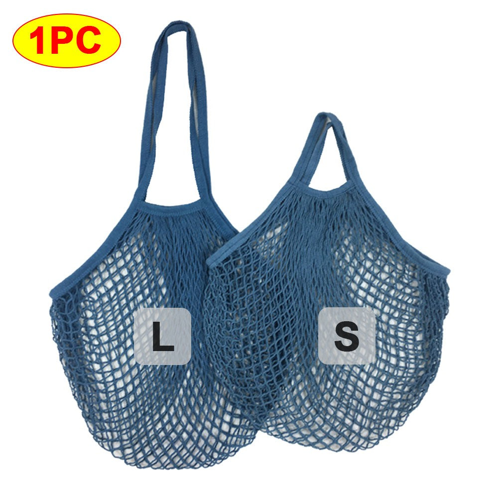 Silicone World 1PC Portable Reusable Grocery Mesh Bag Cotton Shopping Mesh Bags Handheld Shoulder Back Fruit Vegetable Net Bag