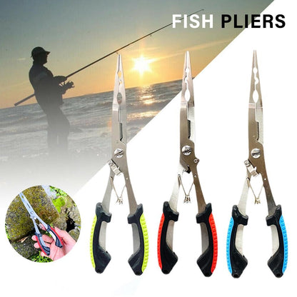 Alicate Luya Multifuncional de Aço Inoxidável Alicate de Pesca Acessórios de Pesca Alicate de Boca de Peixe Gancho Com Cabo de Borracha
