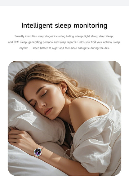 2025 Novo Smartwatch Feminino da Moda Tela HD 360*360 Pulseira Esportiva Mostrador Personalizado Frequência Cardíaca Chamada de Voz Smartwatch Para Android iOS